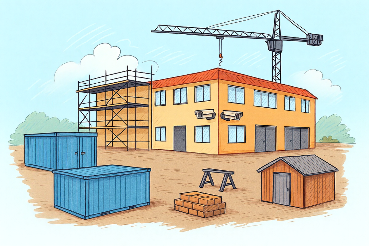 Anleggsplass med kameraovervåkning