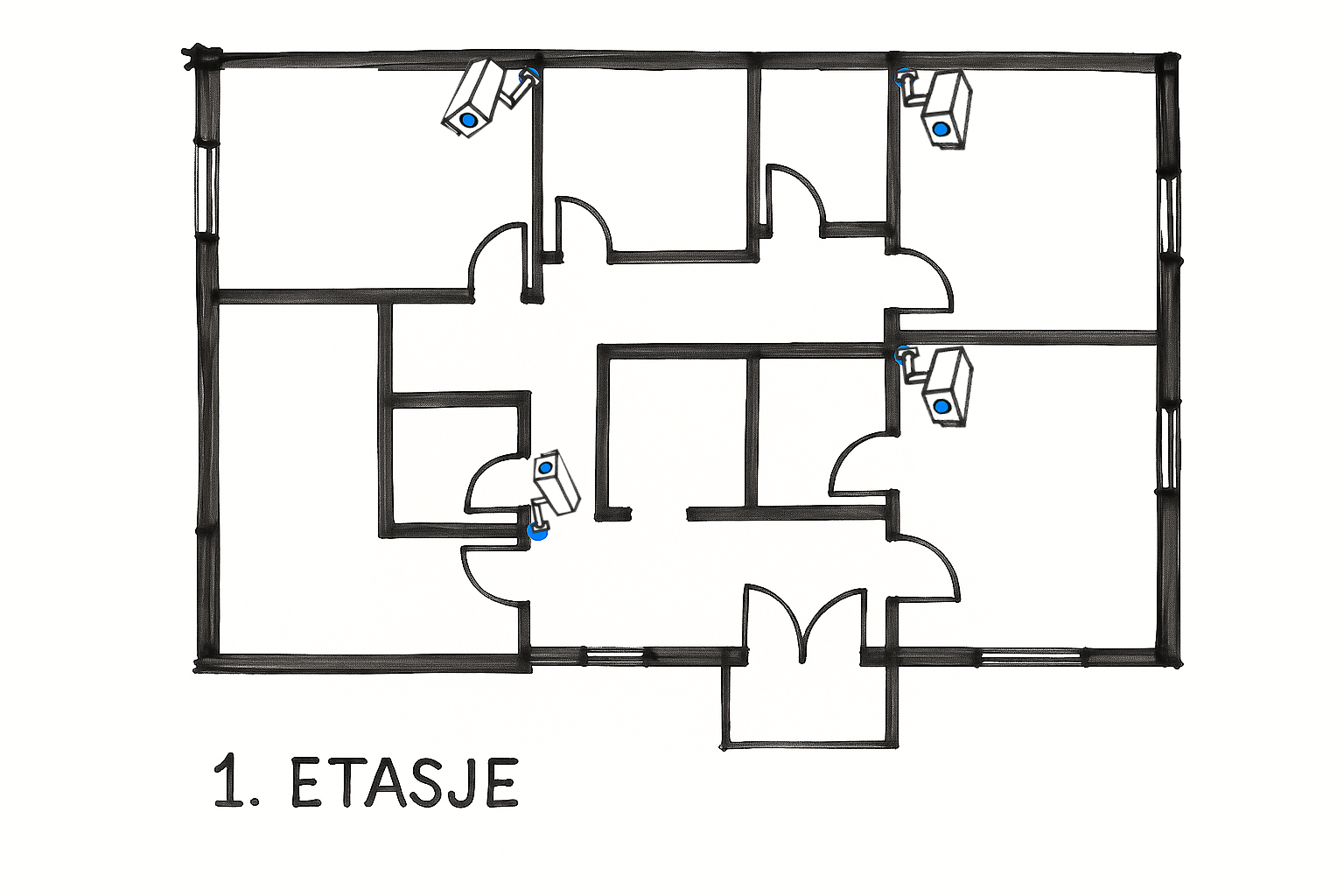 Eksempel på alarm og kameraplassering