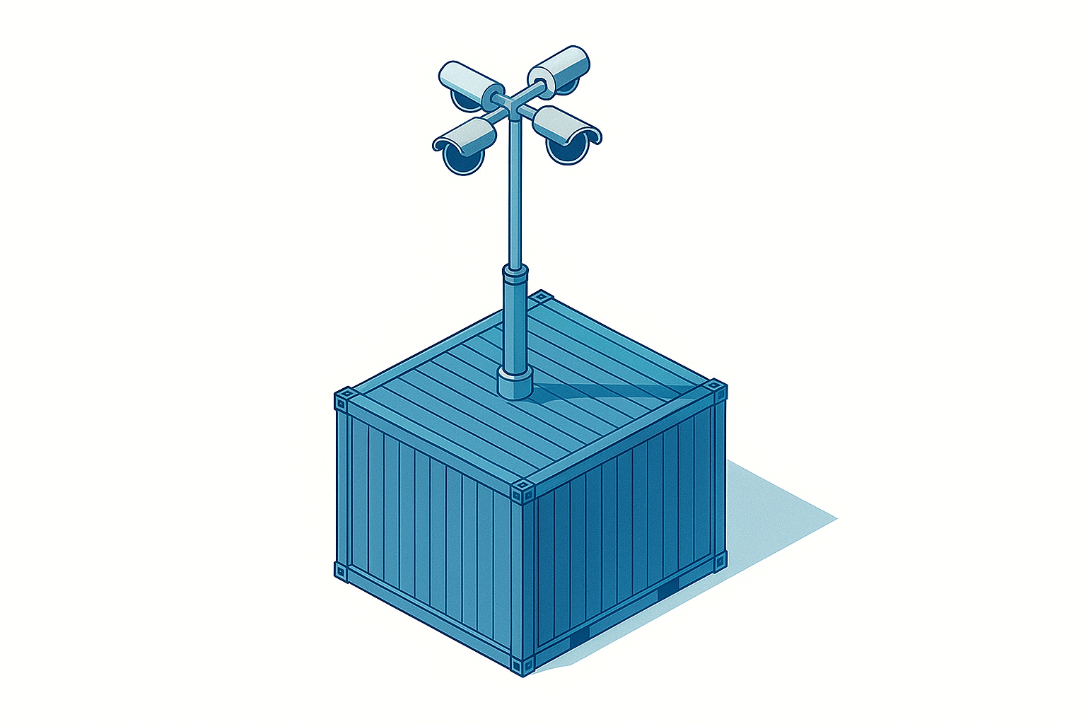 Container med teleskopisk mast oppe